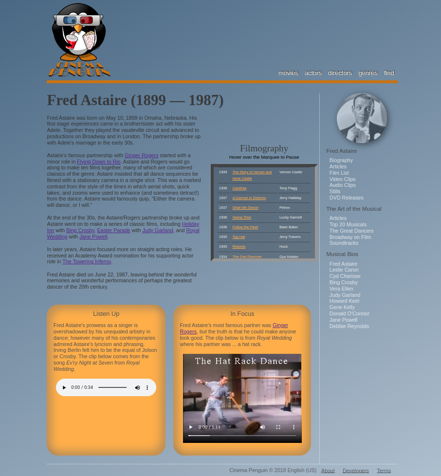 Cinema Penguin Fred Astaire Biography